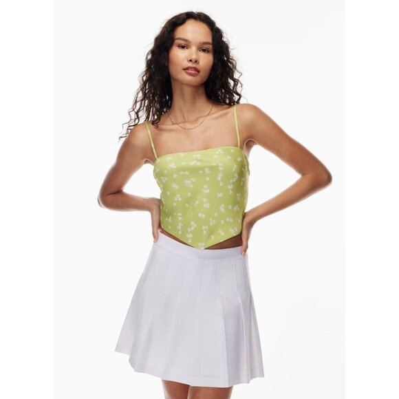 NWOT Aritzia SUNDAY BEST Elektra Green Satin Tie Back Cropped Tank Top, Size M - Picture 10 of 14